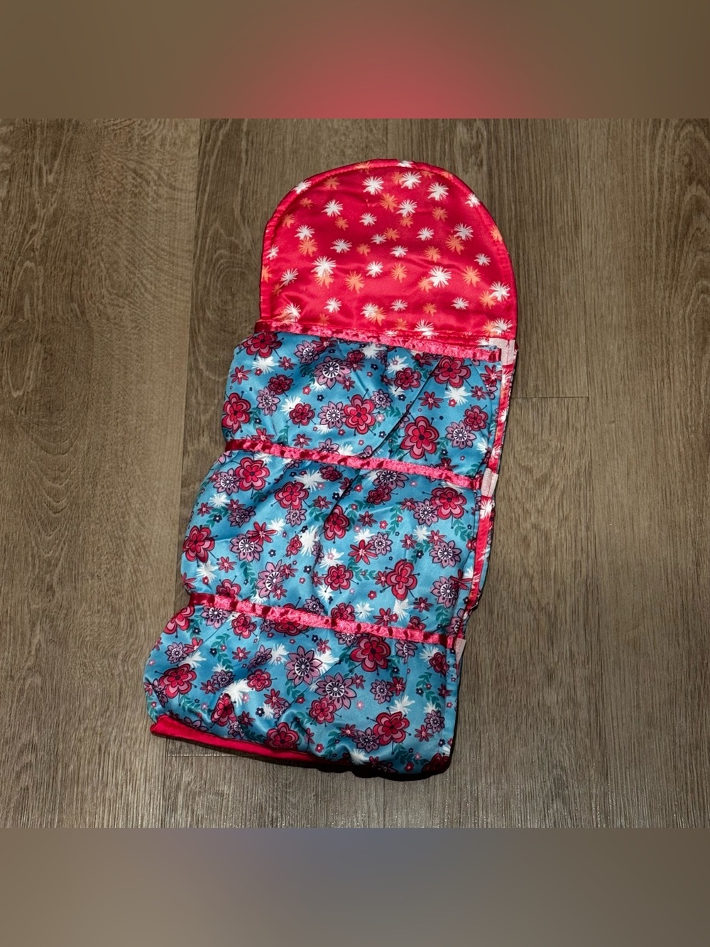 Plush Floral Doll Sleeping Bag - Pink & Blue